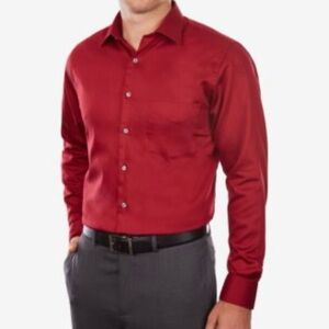 NEW Van Heusen Men size L- 16 1/2  Regular /Classic fit Red (flame) Dress Shirt